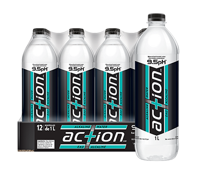 Action alkaline water teal, 1L 12 pack bottle